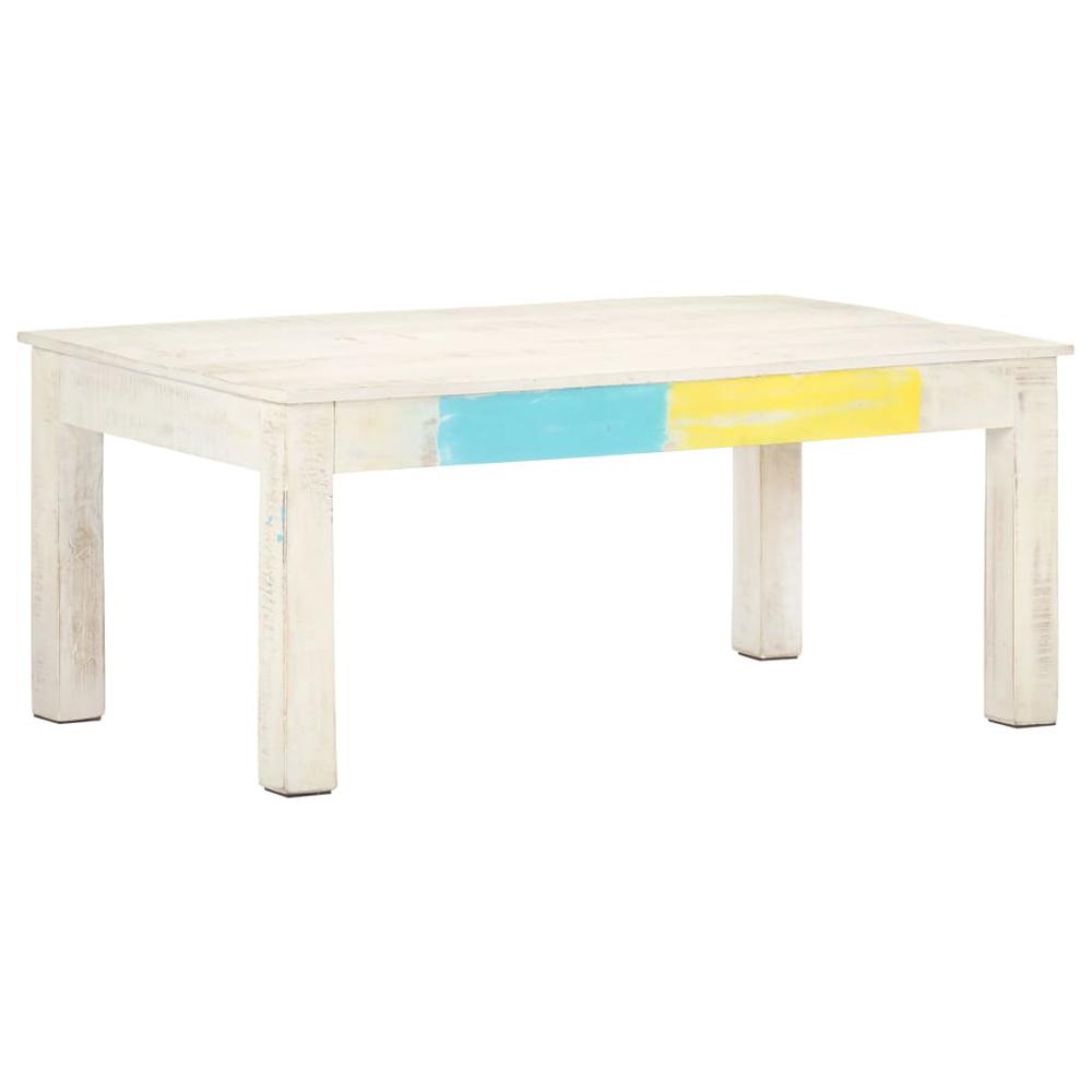 vidaXL Coffee Table White 43.3"x23.6"x17.7" Solid Mango Wood. Picture 10