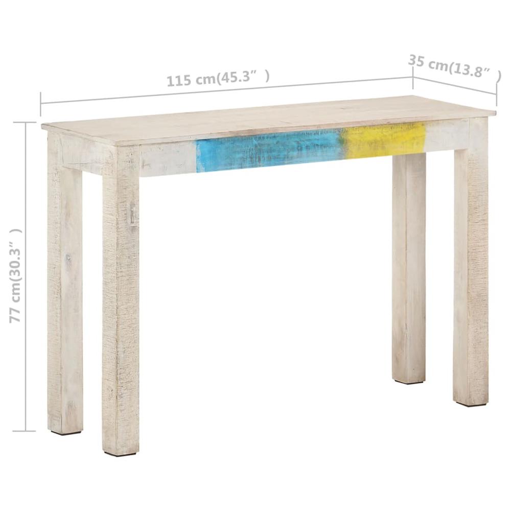 vidaXL Console Table White 45.3"x13.8"x30.3" Rough Mango Wood. Picture 5