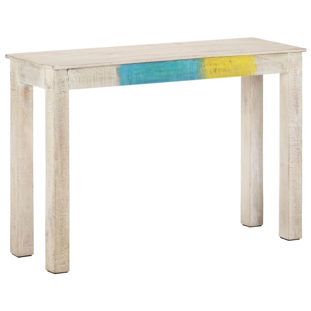 vidaXL Console Table White 45.3"x13.8"x30.3" Rough Mango Wood. Picture 6