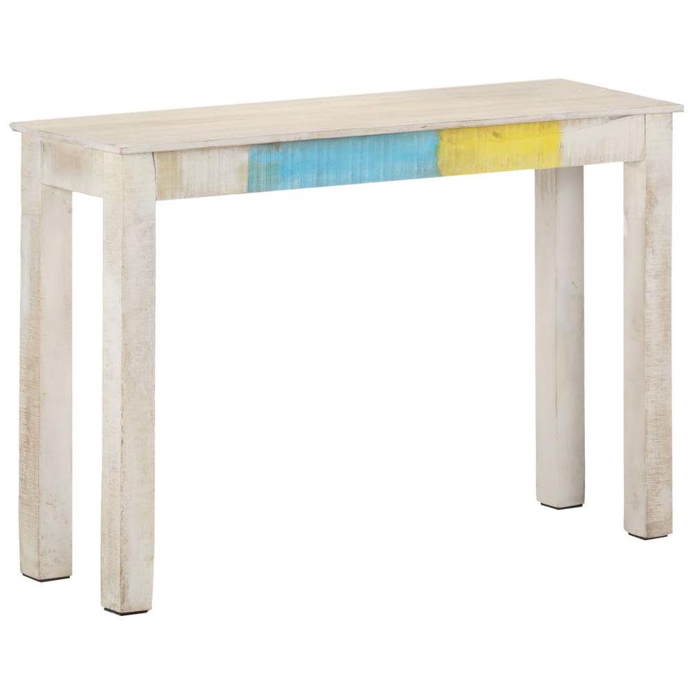 vidaXL Console Table White 45.3"x13.8"x30.3" Rough Mango Wood. Picture 7
