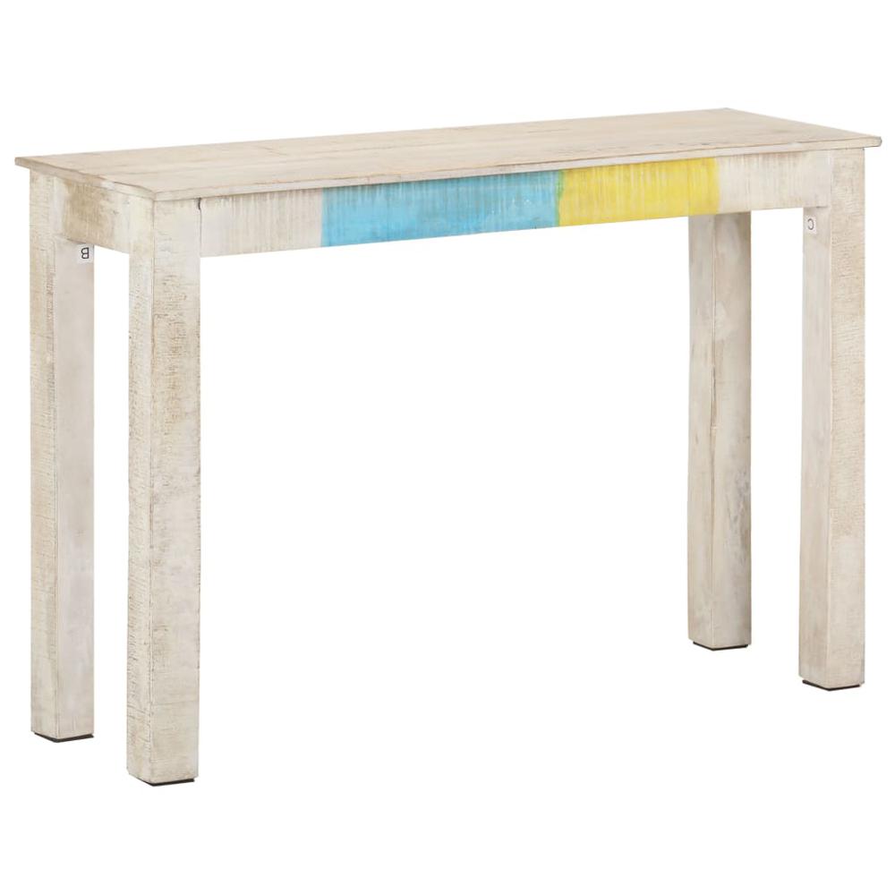 vidaXL Console Table White 45.3"x13.8"x30.3" Rough Mango Wood. Picture 8