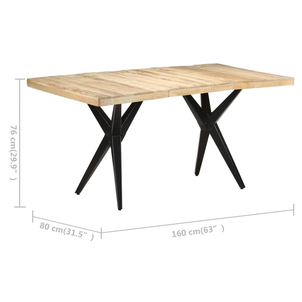vidaXL Dining Table 63"x31.5"x29.9" Rough Mango Wood, 323566. Picture 7