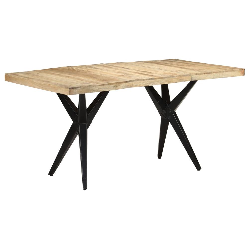 vidaXL Dining Table 63"x31.5"x29.9" Rough Mango Wood, 323566. Picture 8
