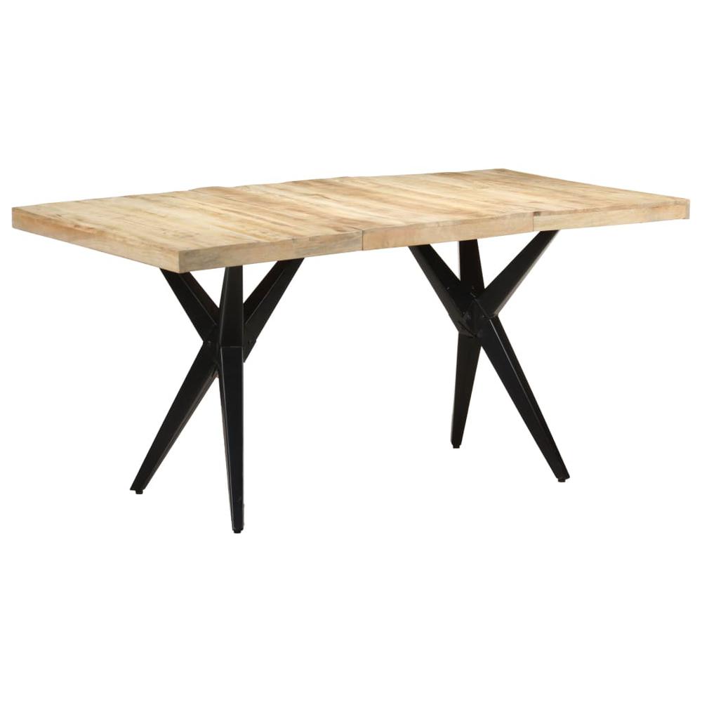 vidaXL Dining Table 63"x31.5"x29.9" Rough Mango Wood, 323566. Picture 9