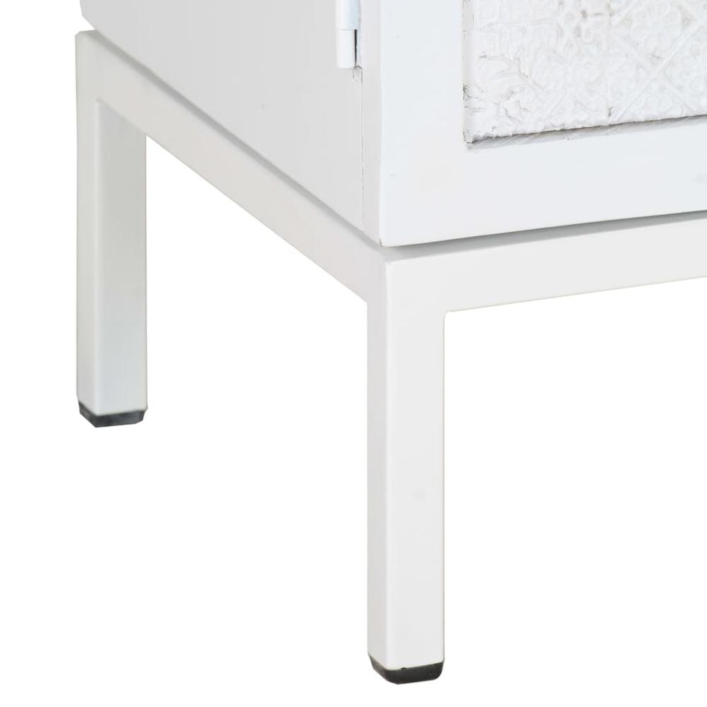 vidaXL TV Cabinet White 45.3"x11.8"x18.1" Solid Mango Wood. Picture 8