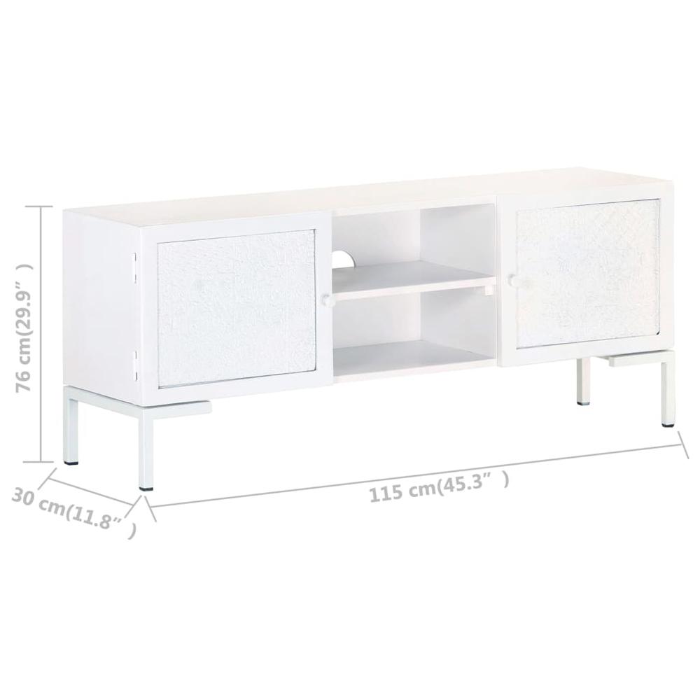 vidaXL TV Cabinet White 45.3"x11.8"x18.1" Solid Mango Wood. Picture 9