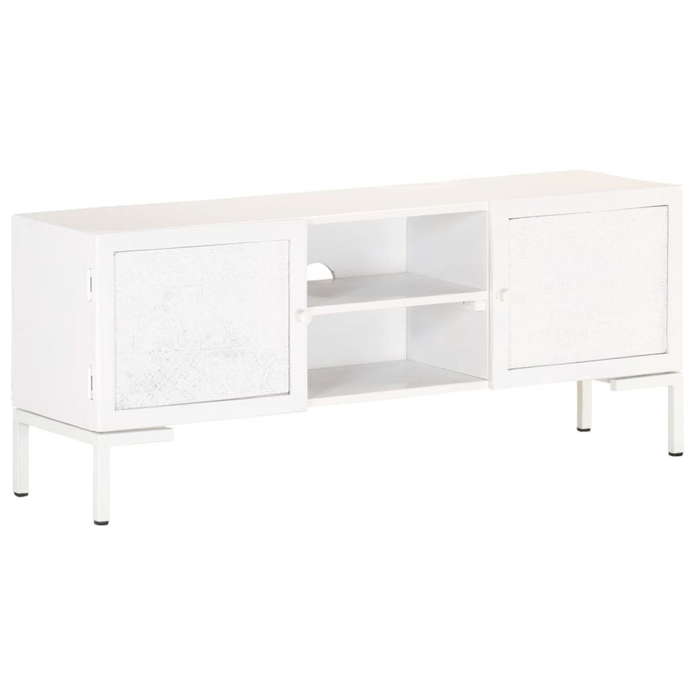 vidaXL TV Cabinet White 45.3"x11.8"x18.1" Solid Mango Wood. Picture 10