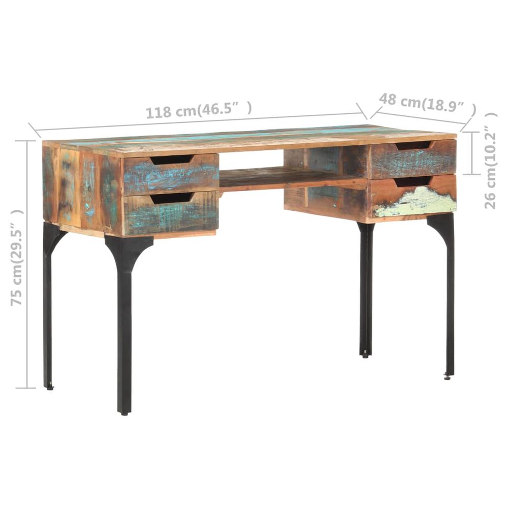 vidaXL Desk 46.5"x18.9"x29.5" Solid Reclaimed Wood 0665. Picture 9