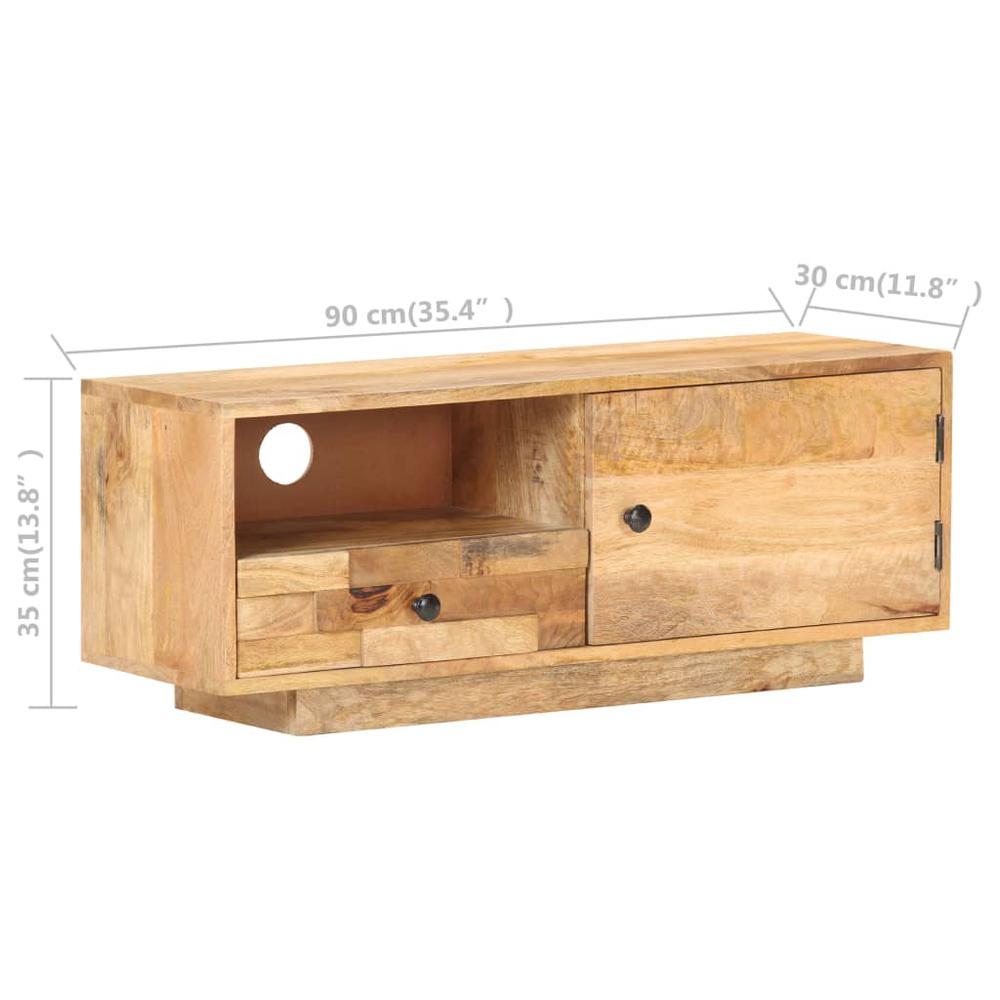 vidaXL TV Cabinet 35.4"x11.8"x13.8" Solid Mango Wood, 320466. Picture 6