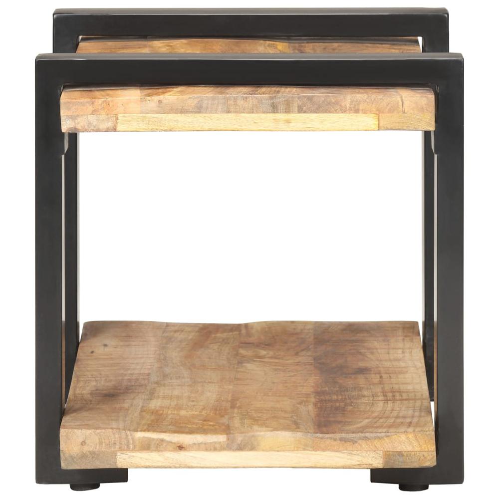 vidaXL Bedside Cabinet 19.7"x15.7"x15.7" Rough Mango Wood, 320490. Picture 3