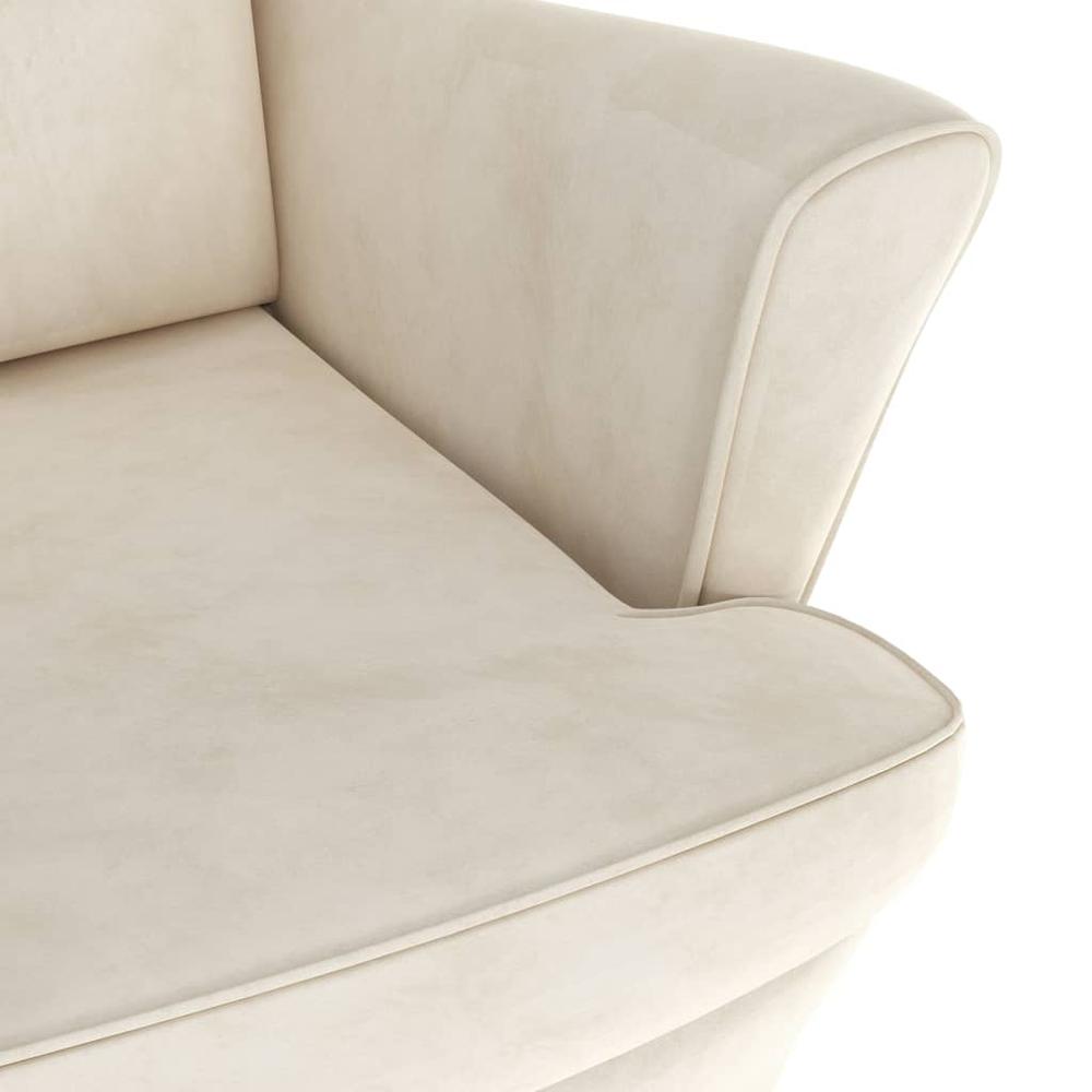 Armchair Cream White Velvet. Picture 5
