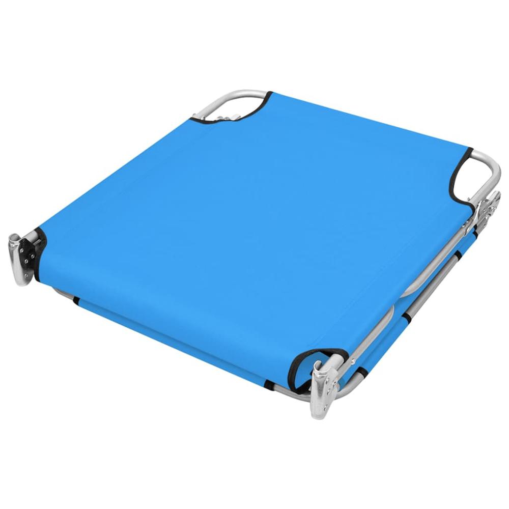 vidaXL Folding Sun Lounger with Head Cushion Steel Turqoise Blue, 310332. Picture 5