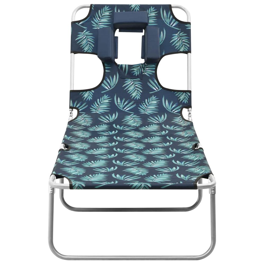 vidaXL Folding Sun Lounger with Head Cushion Steel Leaves Print, 310334. Picture 2