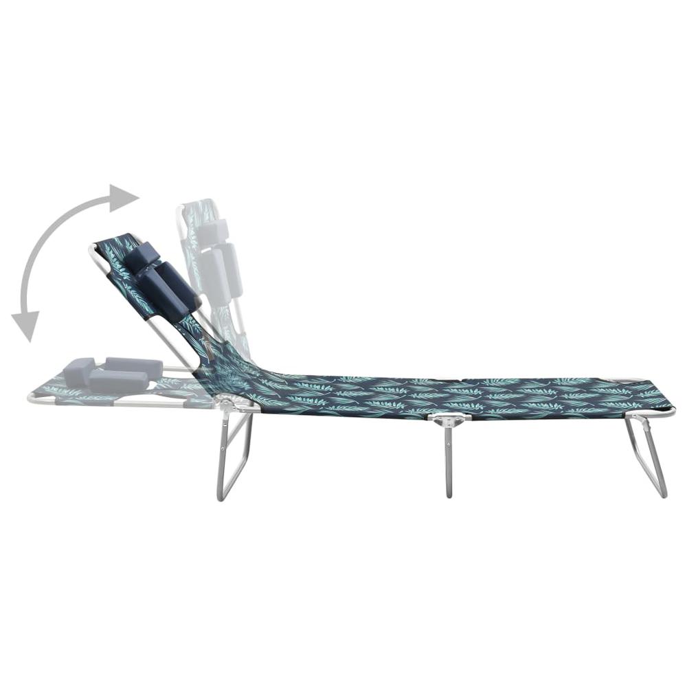 vidaXL Folding Sun Lounger with Head Cushion Steel Leaves Print, 310334. Picture 3