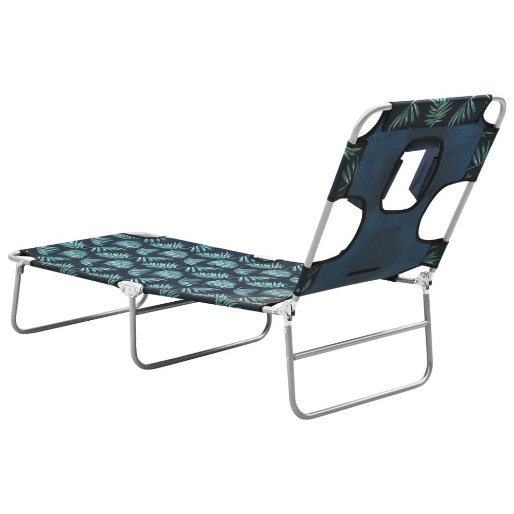 vidaXL Folding Sun Lounger with Head Cushion Steel Leaves Print, 310334. Picture 5