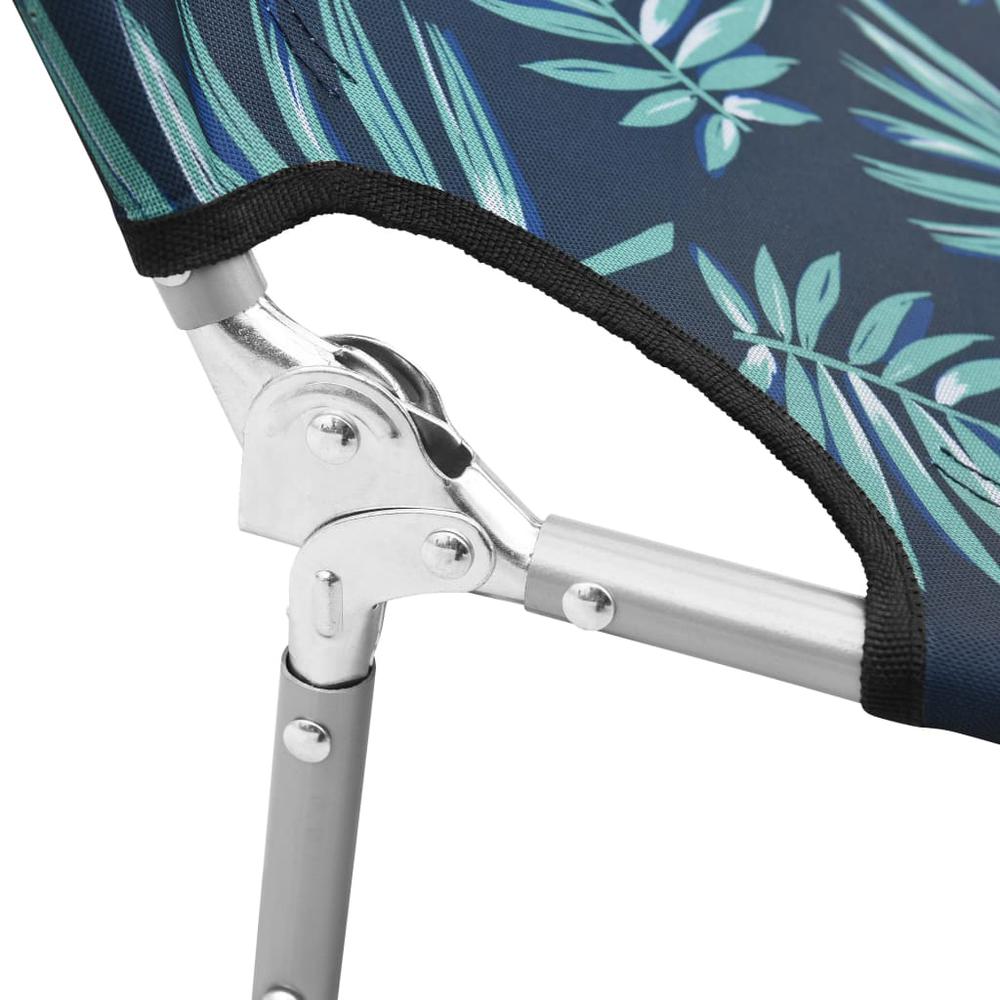 vidaXL Folding Sun Lounger with Head Cushion Steel Leaves Print, 310334. Picture 7