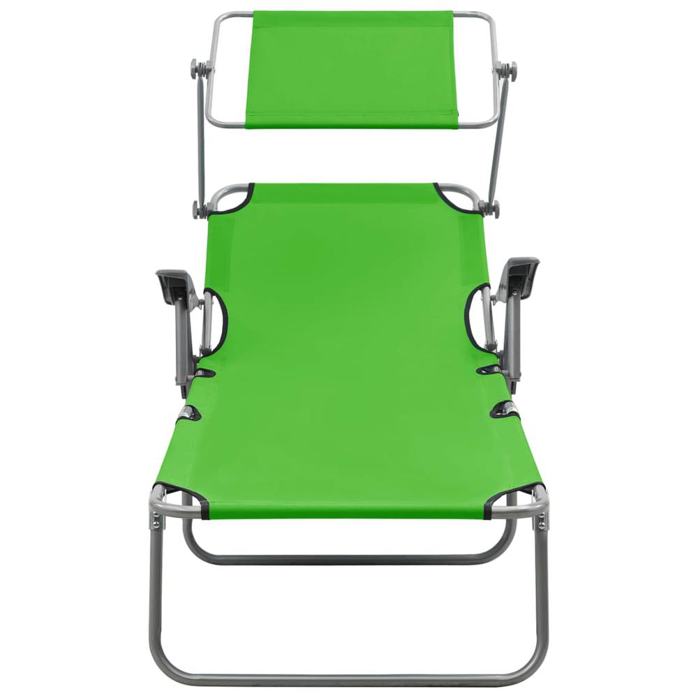 vidaXL Sun Lounger with Canopy Steel Green, 310335. Picture 2