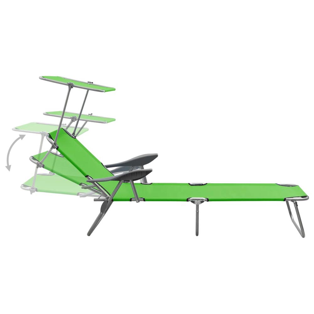vidaXL Sun Lounger with Canopy Steel Green, 310335. Picture 3
