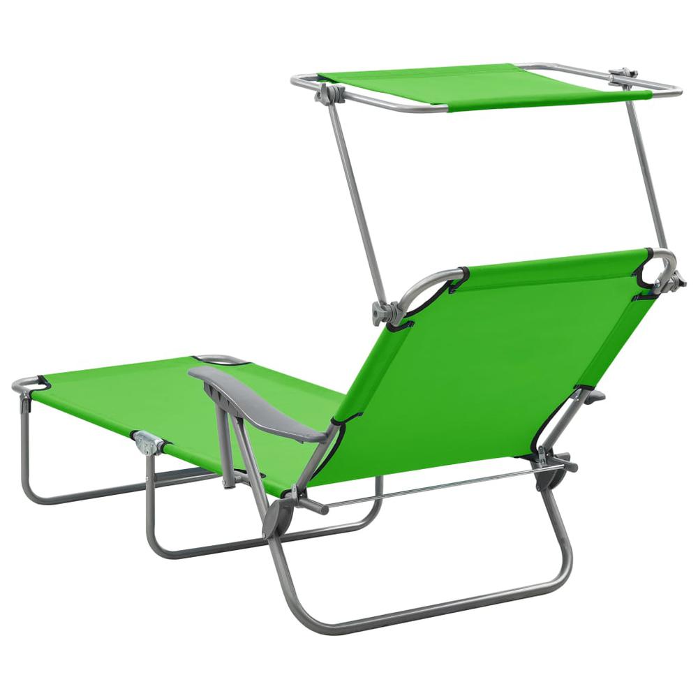 vidaXL Sun Lounger with Canopy Steel Green, 310335. Picture 4