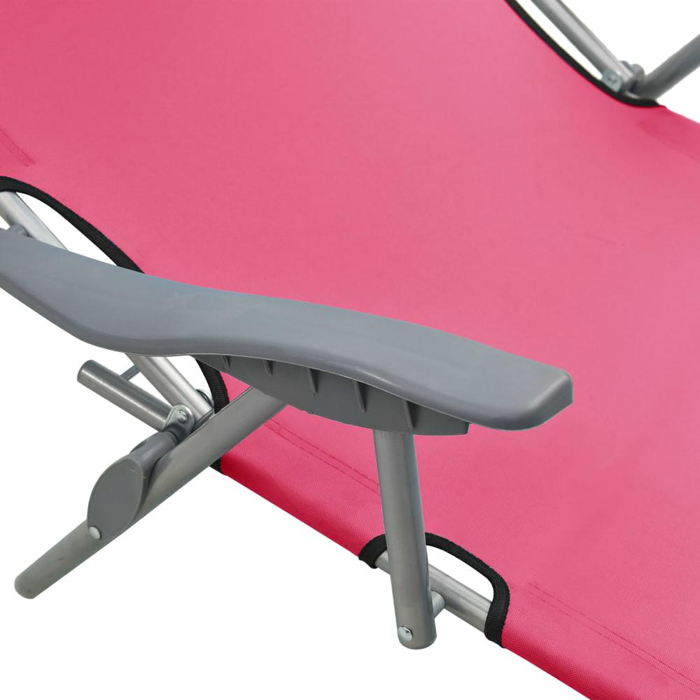 vidaXL Sun Lounger with Canopy Steel Pink, 310337. Picture 5