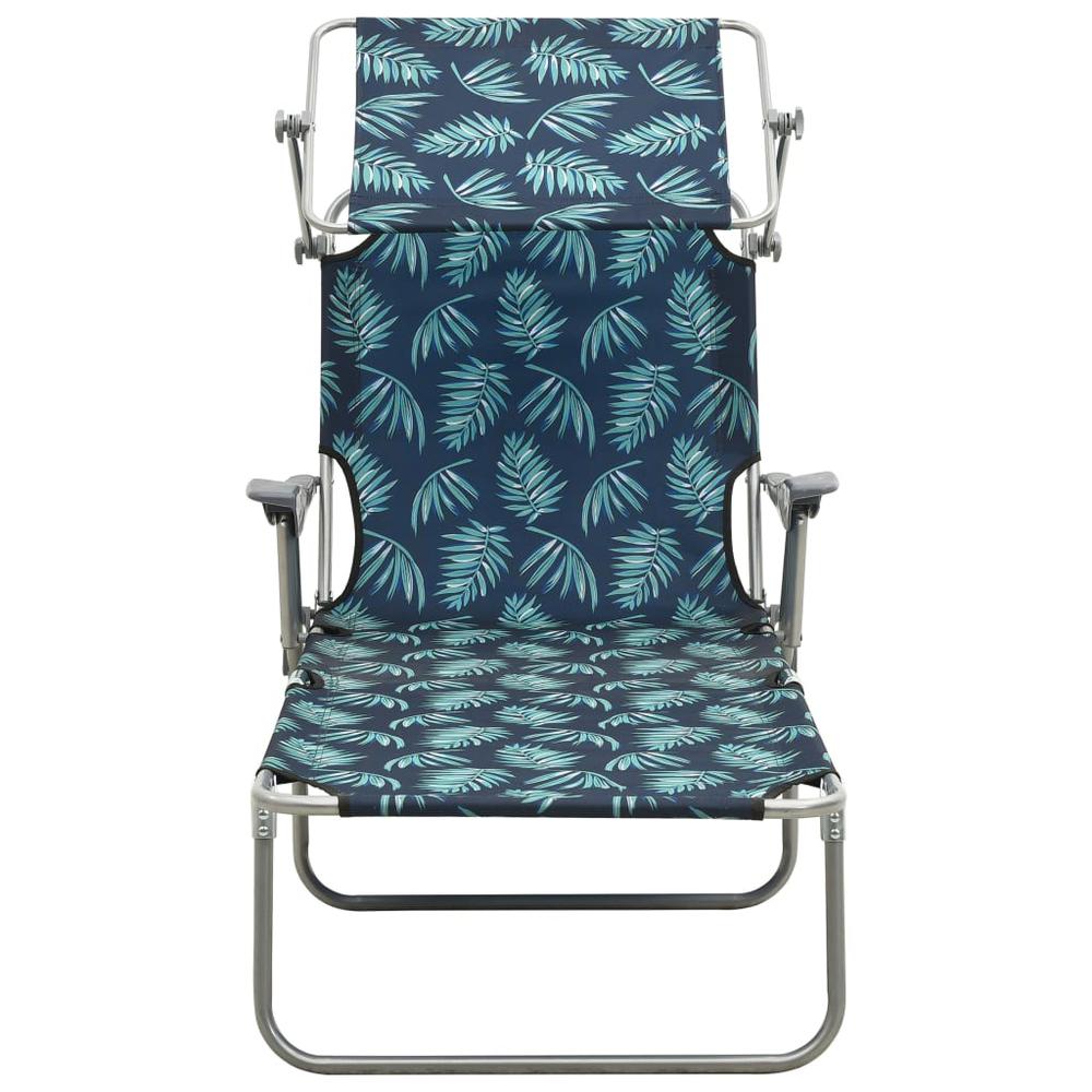 vidaXL Sun Lounger with Canopy Steel Leaf Print, 310338. Picture 2