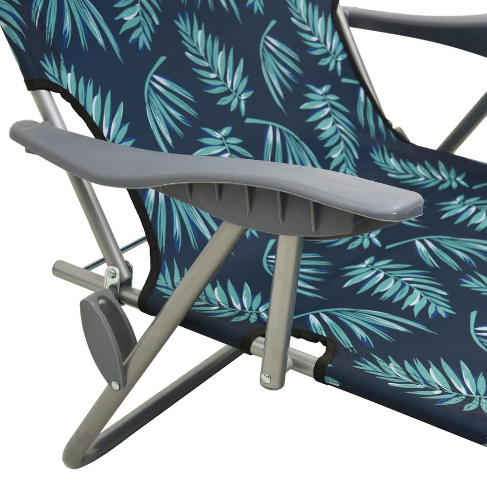 vidaXL Sun Lounger with Canopy Steel Leaf Print, 310338. Picture 5