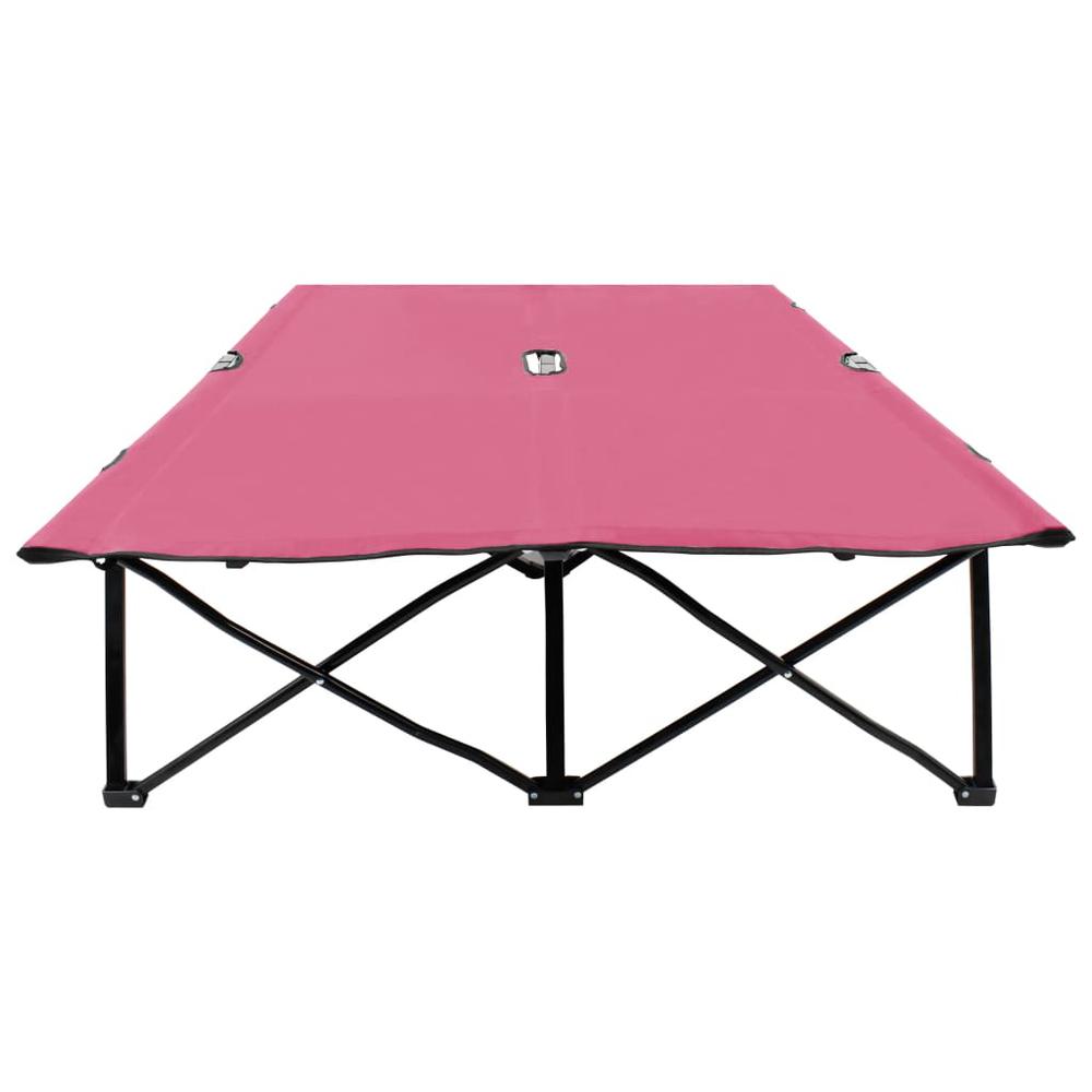 vidaXL Two Person Folding Sun Lounger Pink Steel, 310353. Picture 3