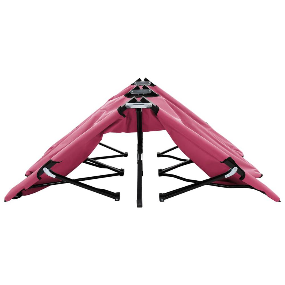 vidaXL Two Person Folding Sun Lounger Pink Steel, 310353. Picture 4