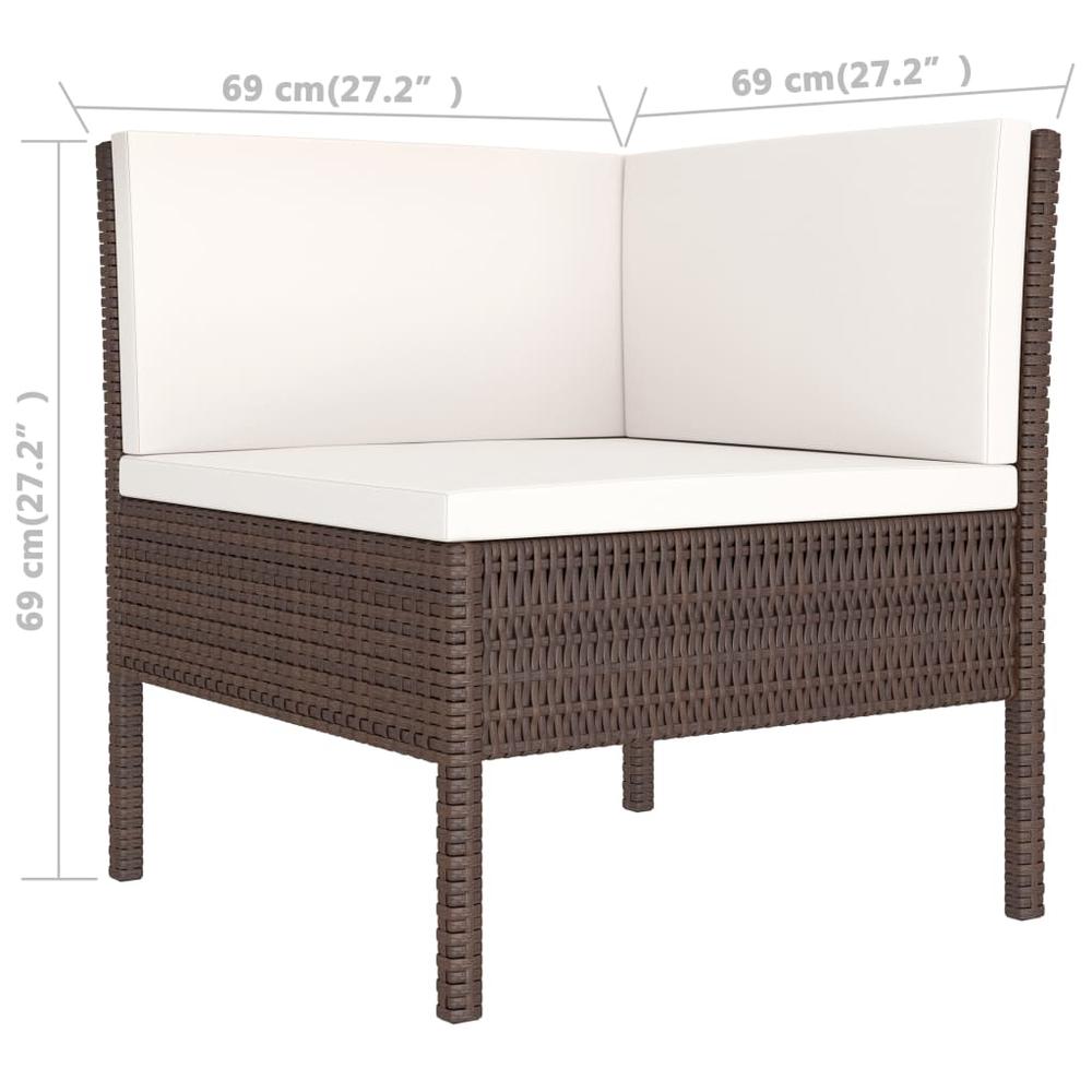vidaXL 3 Piece Garden Lounge Set with Cushions Poly Rattan Brown, 310185. Picture 6
