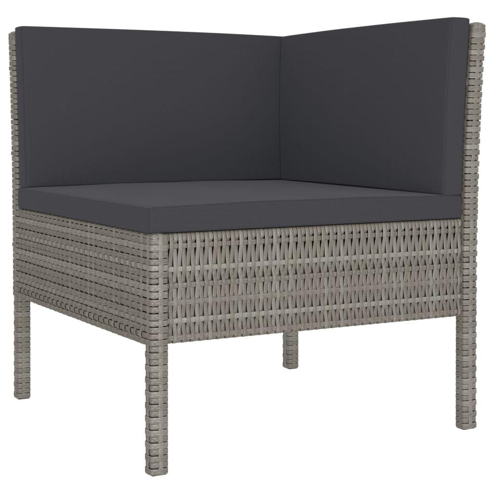 vidaXL 3 Piece Garden Lounge Set with Cushions Poly Rattan Gray, 310188. Picture 3