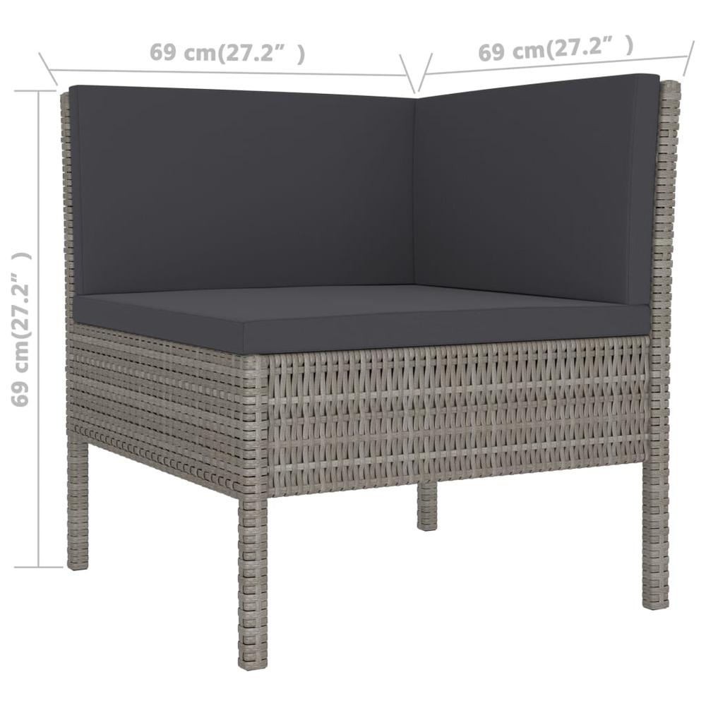 vidaXL 3 Piece Garden Lounge Set with Cushions Poly Rattan Gray, 310188. Picture 6