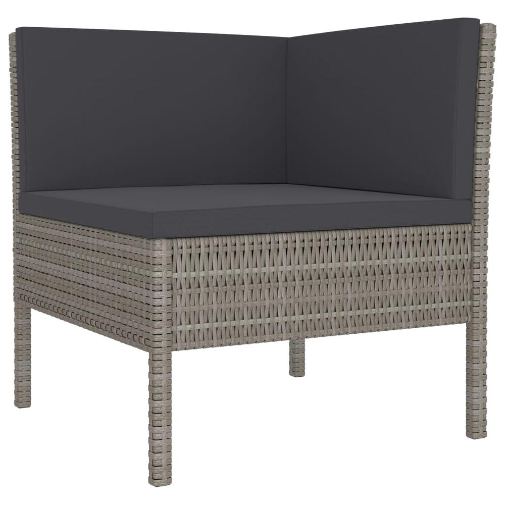 vidaXL 3 Piece Garden Lounge Set with Cushions Poly Rattan Gray, 310204. Picture 3