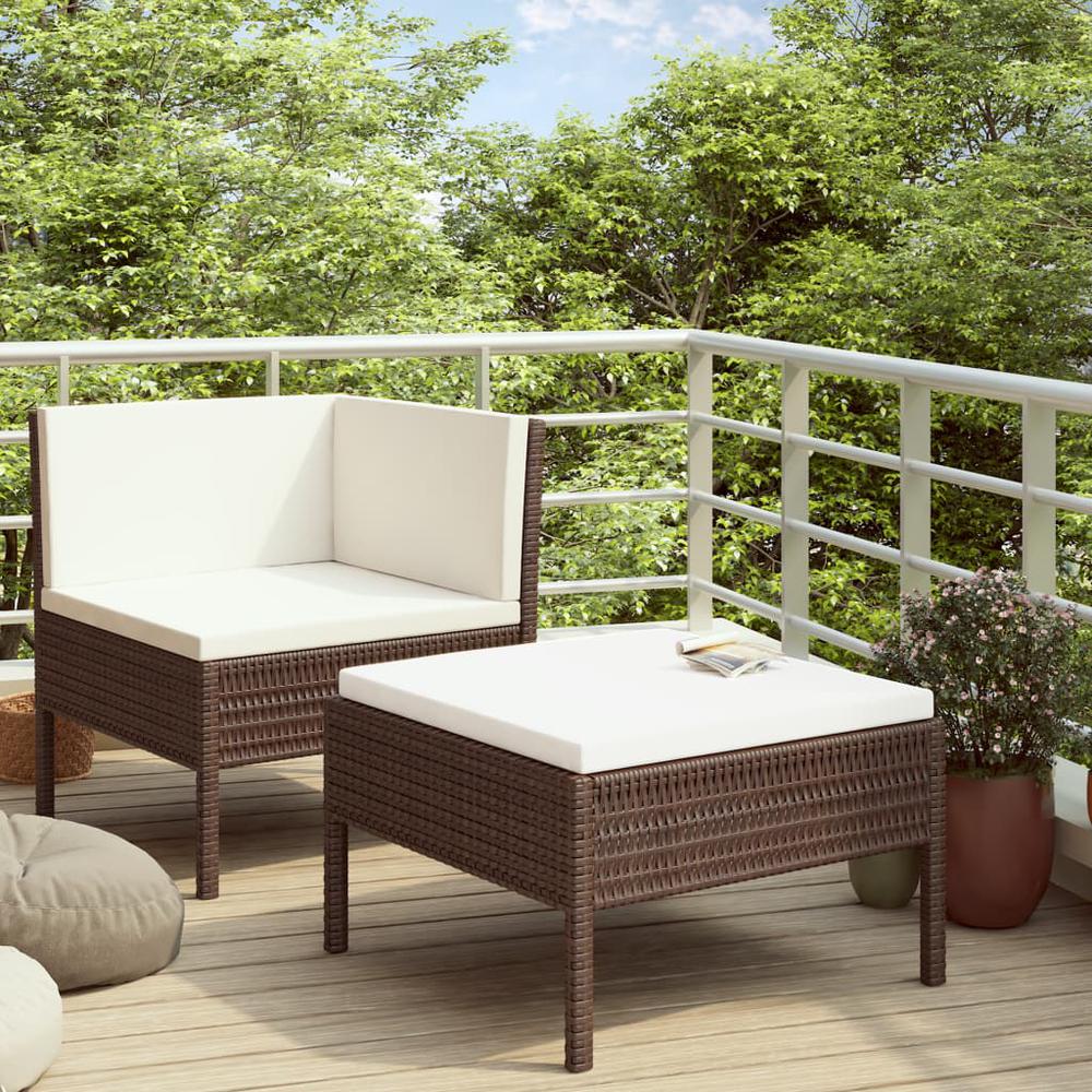 vidaXL 2 Piece Garden Lounge Set with Cushions Poly Rattan Brown, 310205. The main picture.
