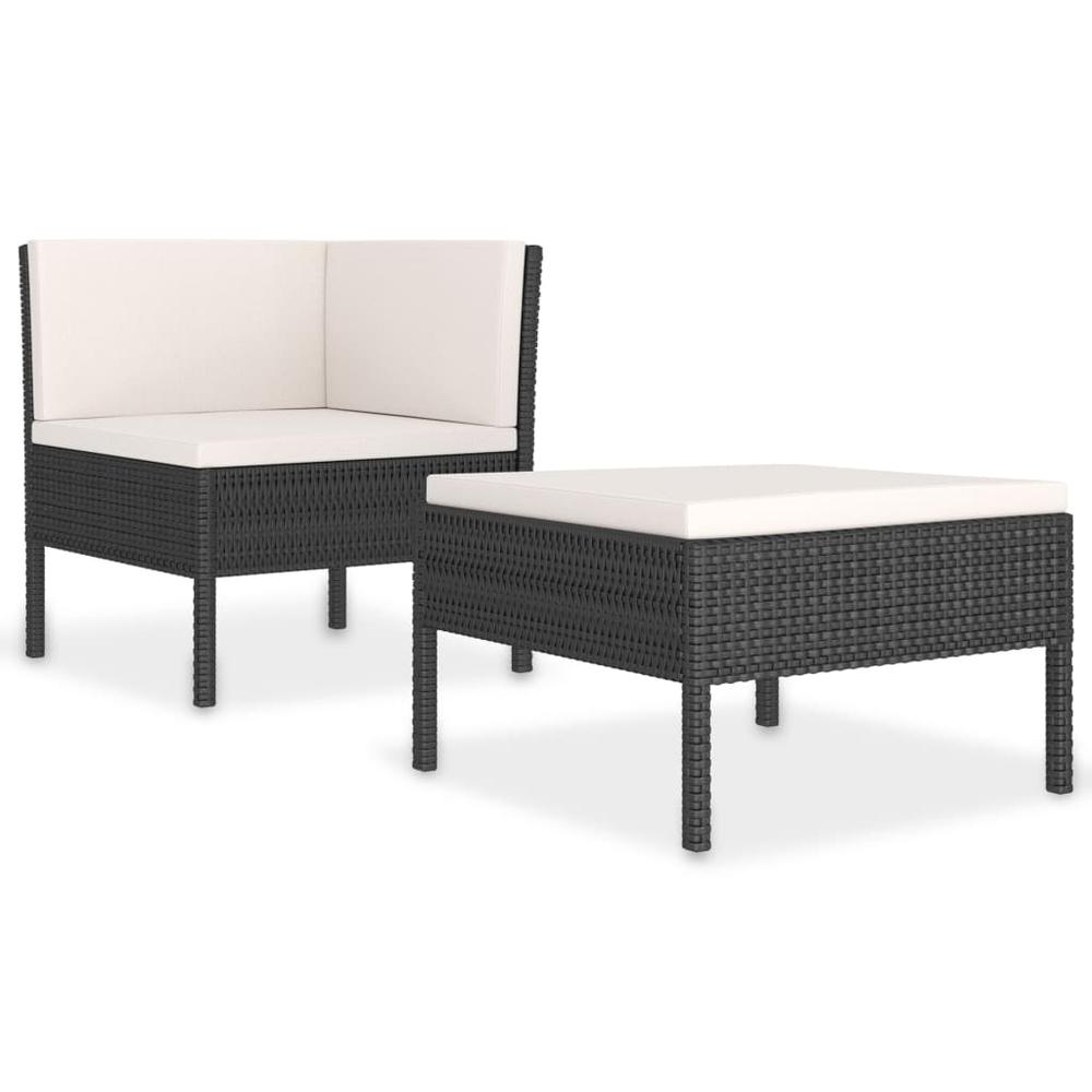 vidaXL 2 Piece Garden Lounge Set with Cushions Poly Rattan Black, 310206. Picture 2
