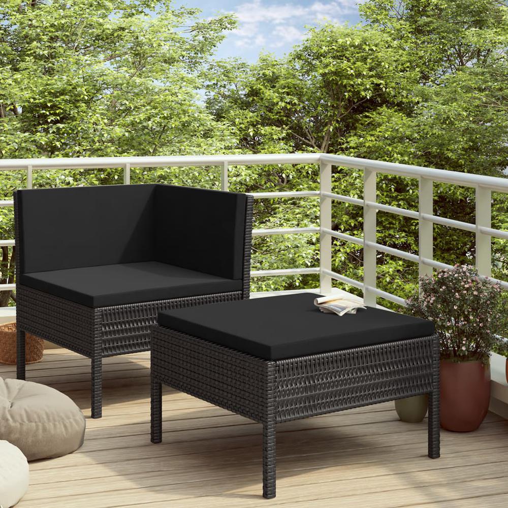 vidaXL 2 Piece Garden Lounge Set with Cushions Poly Rattan Black, 310207. The main picture.