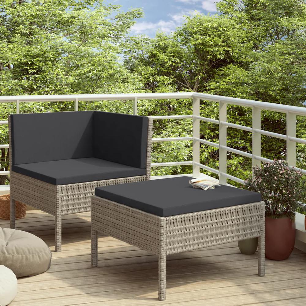 vidaXL 2 Piece Garden Lounge Set with Cushions Poly Rattan Gray, 310208. The main picture.