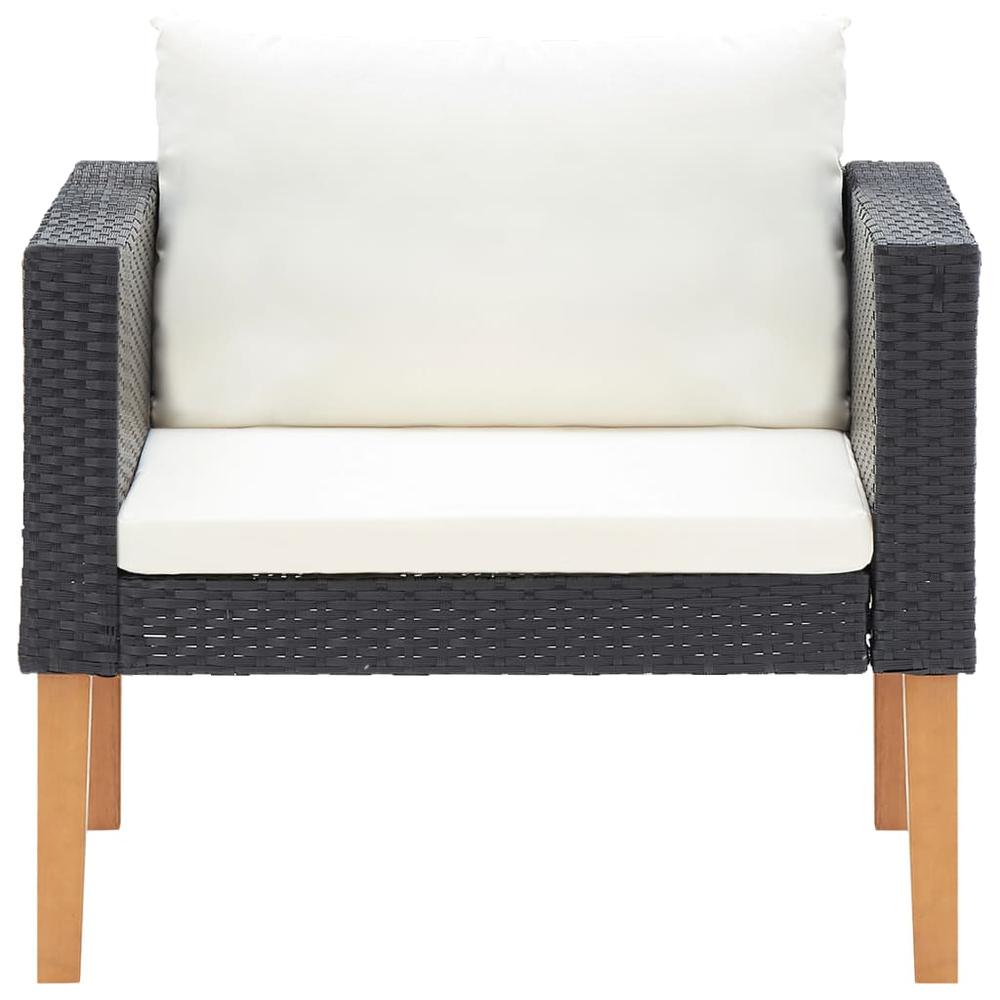 vidaXL Single Garden Sofa with Cushions Poly Rattan Black, 310220. Picture 2