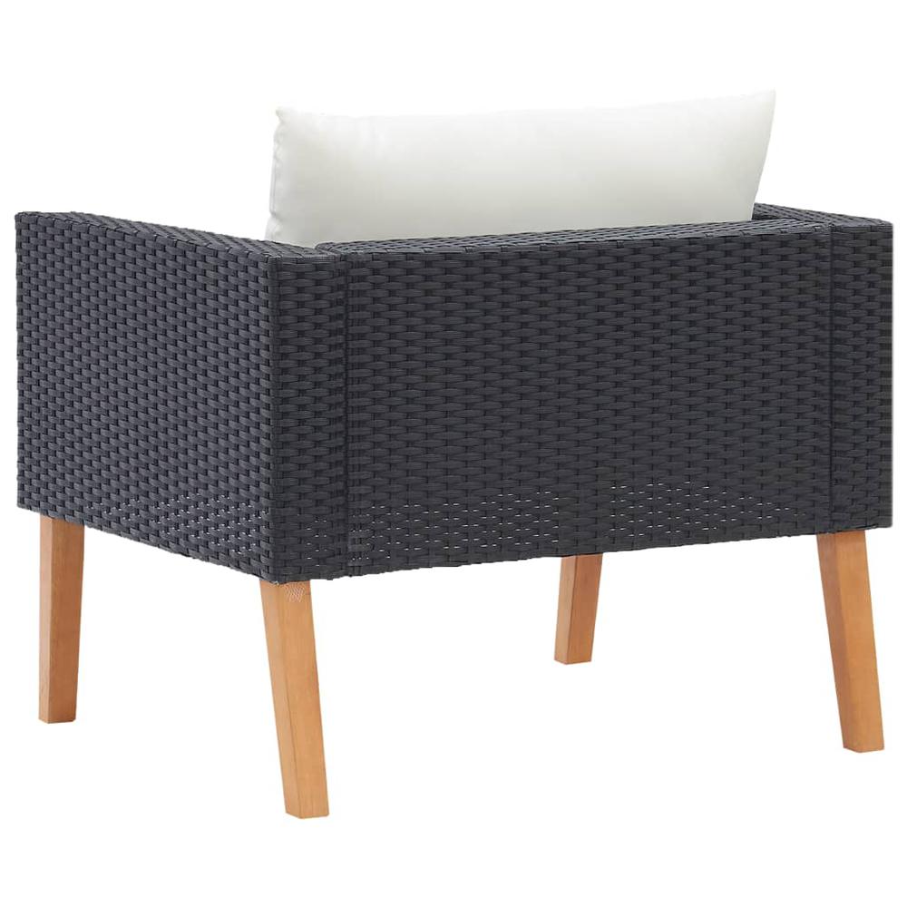 vidaXL Single Garden Sofa with Cushions Poly Rattan Black, 310220. Picture 4