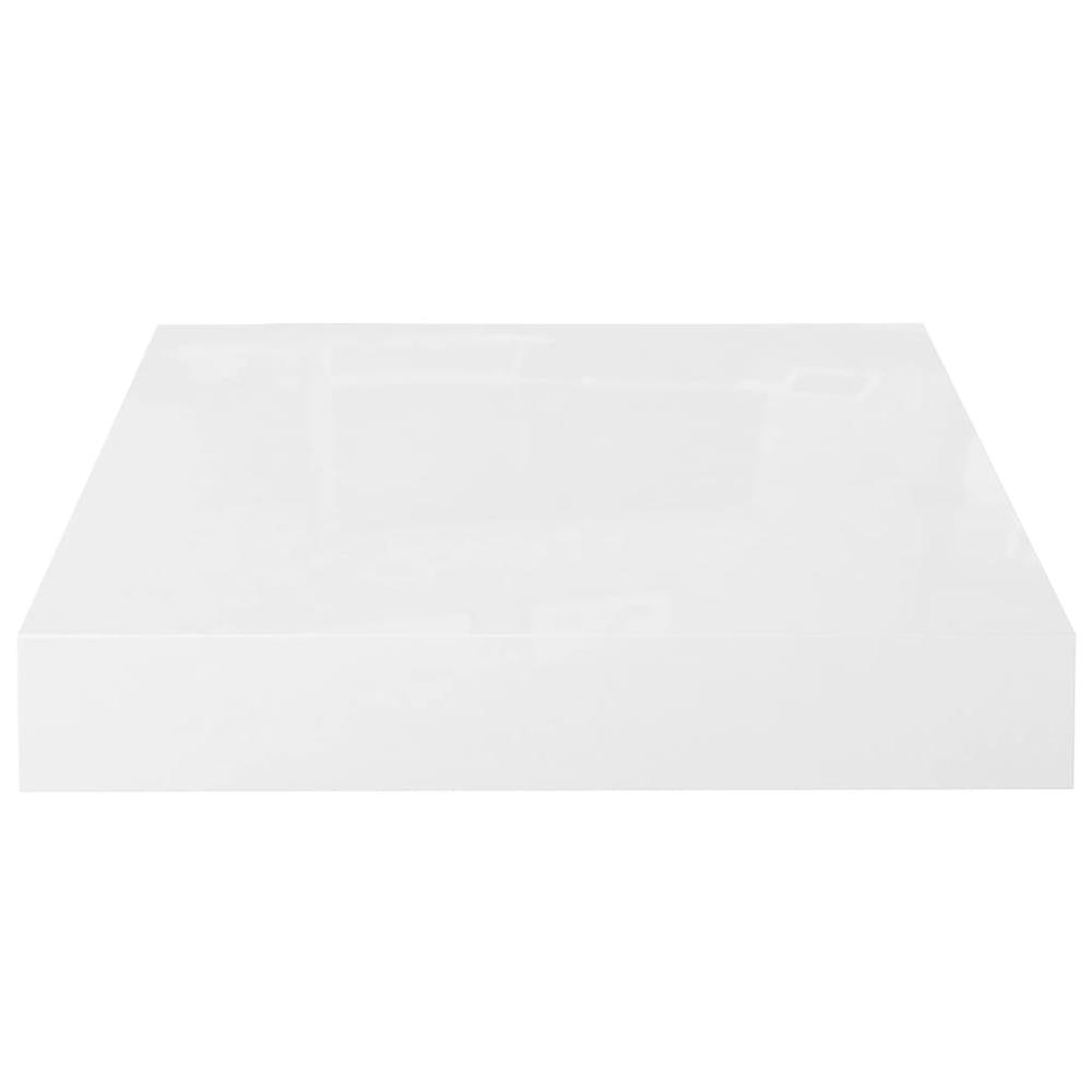 vidaXL Floating Wall Shelves 2 pcs High Gloss White 9.1"x9.3"x1.5" MDF. Picture 5