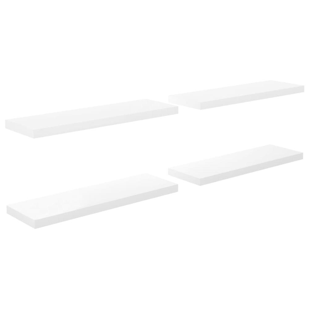 Floating Wall Shelves 4 pcs High Gloss White 31.5"x9.3"x1.5" MDF. Picture 1
