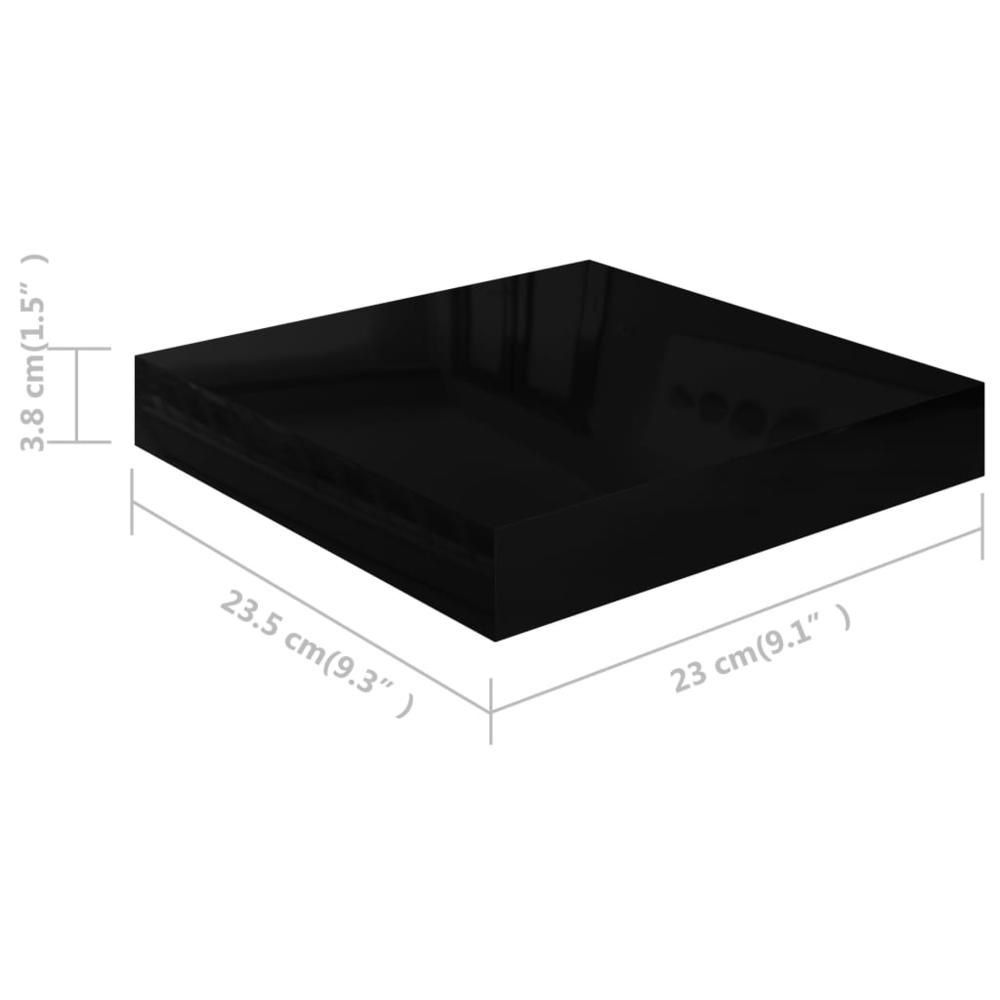 vidaXL Floating Wall Shelf High Gloss Black 9.1"x9.3"x1.5" MDF. Picture 9
