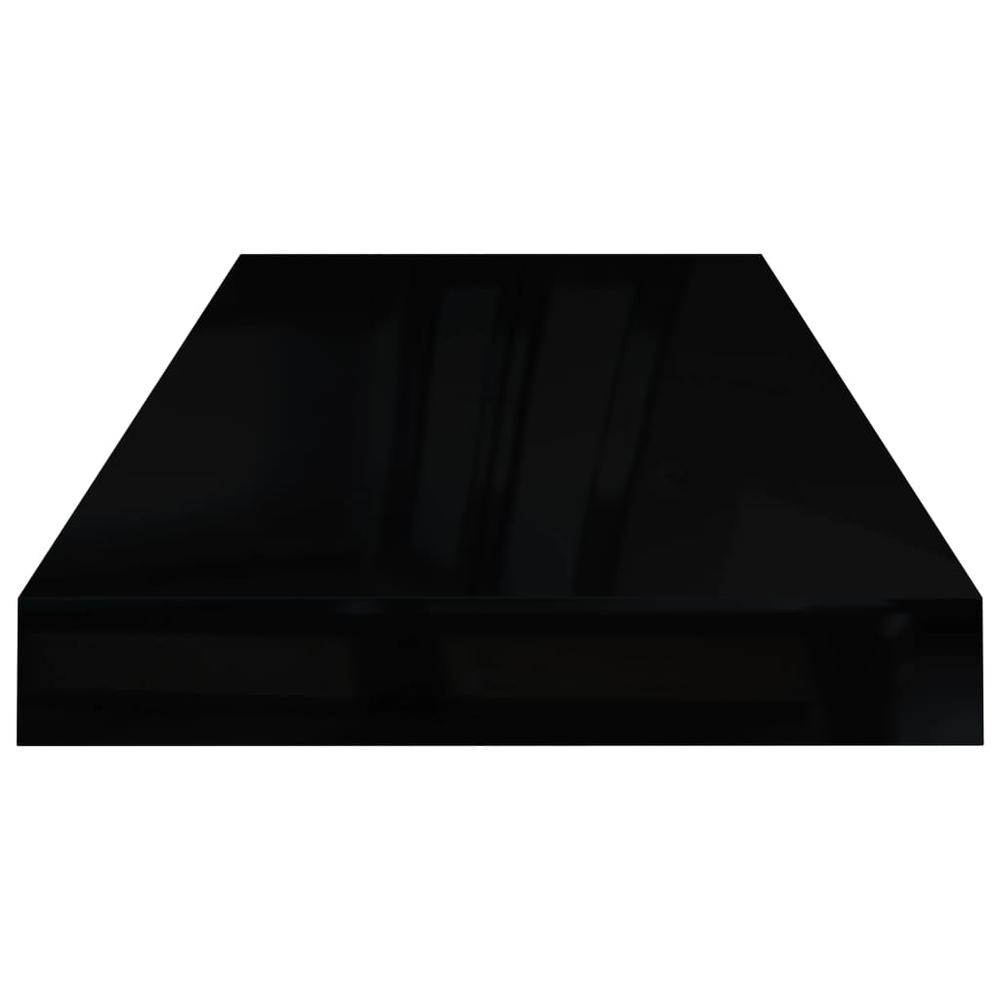 vidaXL Floating Wall Shelf High Gloss Black 23.6"x9.3"x1.5" MDF. Picture 5