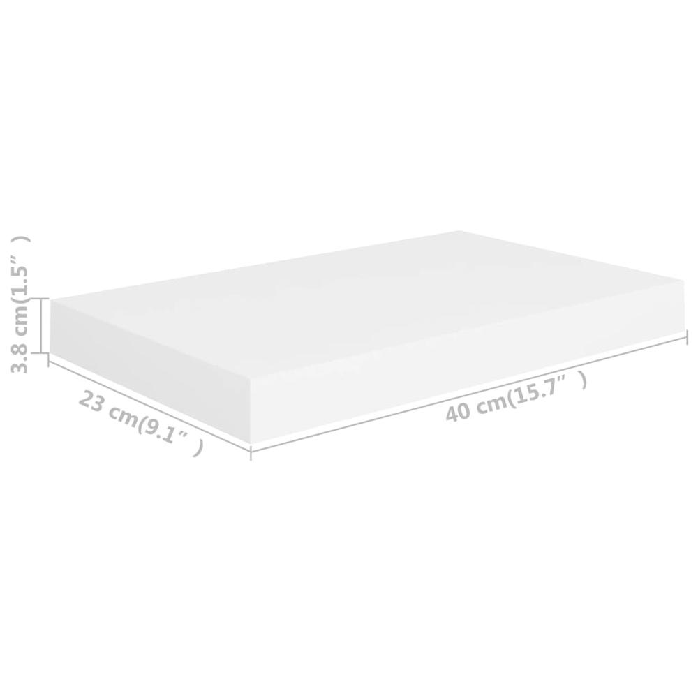 vidaXL Floating Wall Shelves 2 pcs White 15.7"x9.1"x1.5" MDF. Picture 10