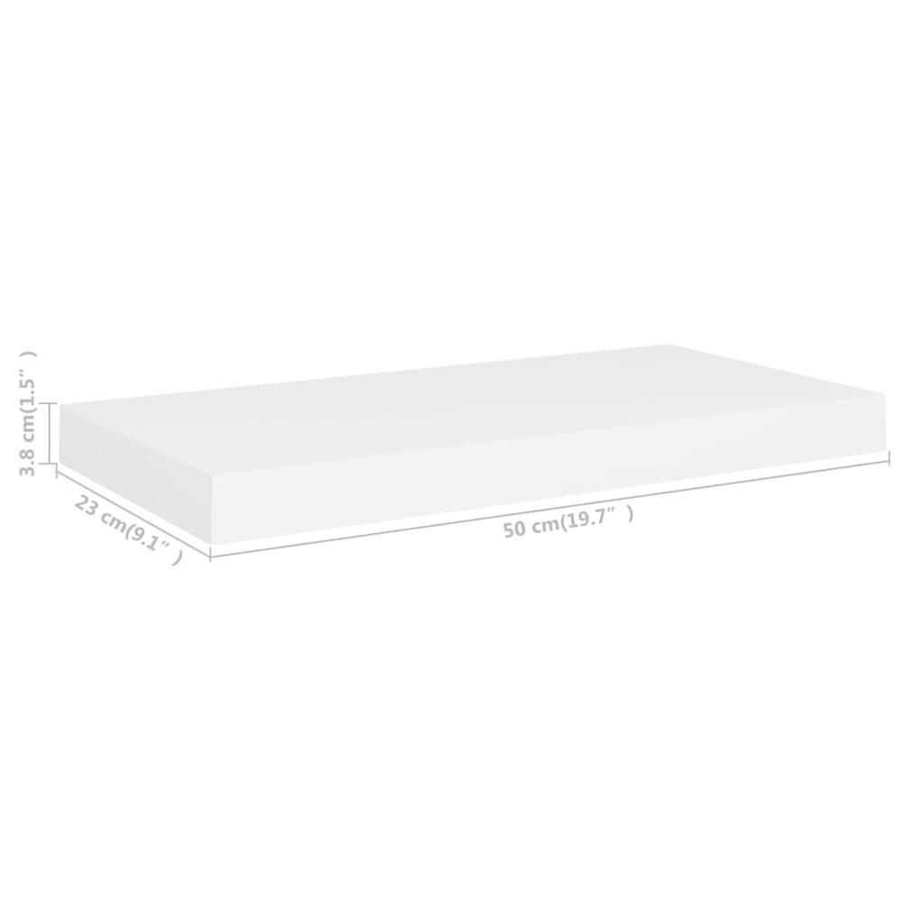 vidaXL Floating Wall Shelf White 19.7"x9.1"x1.5" MDF. Picture 9