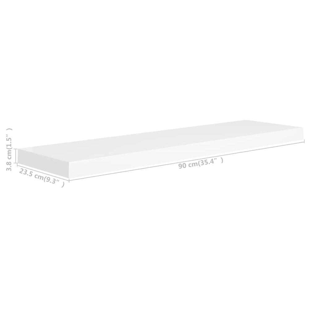 vidaXL Floating Wall Shelf White 35.4"x9.3"x1.5" MDF. Picture 9