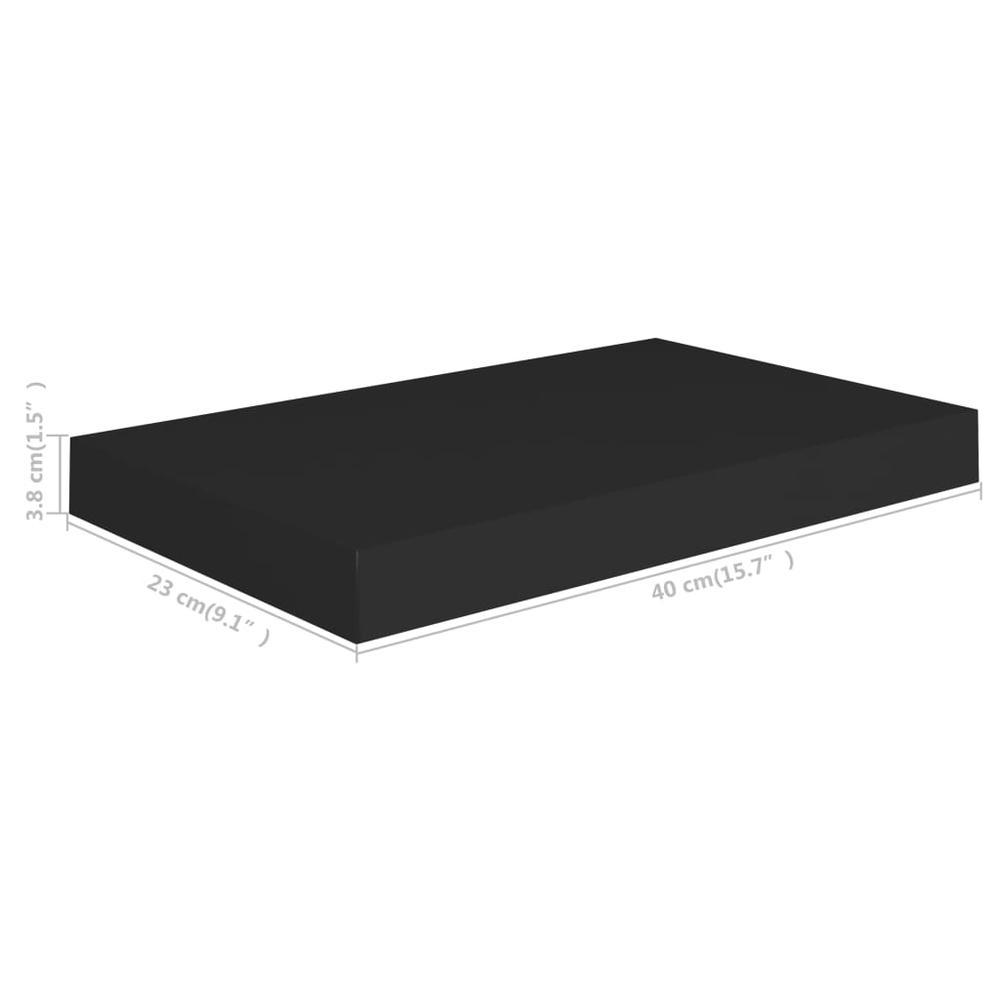 vidaXL Floating Wall Shelf Black 15.7"x9.1"x1.5" MDF. Picture 9