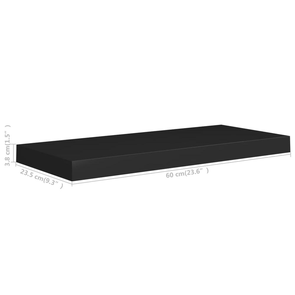 vidaXL Floating Wall Shelf Black 23.6"x9.3"x1.5" MDF. Picture 9