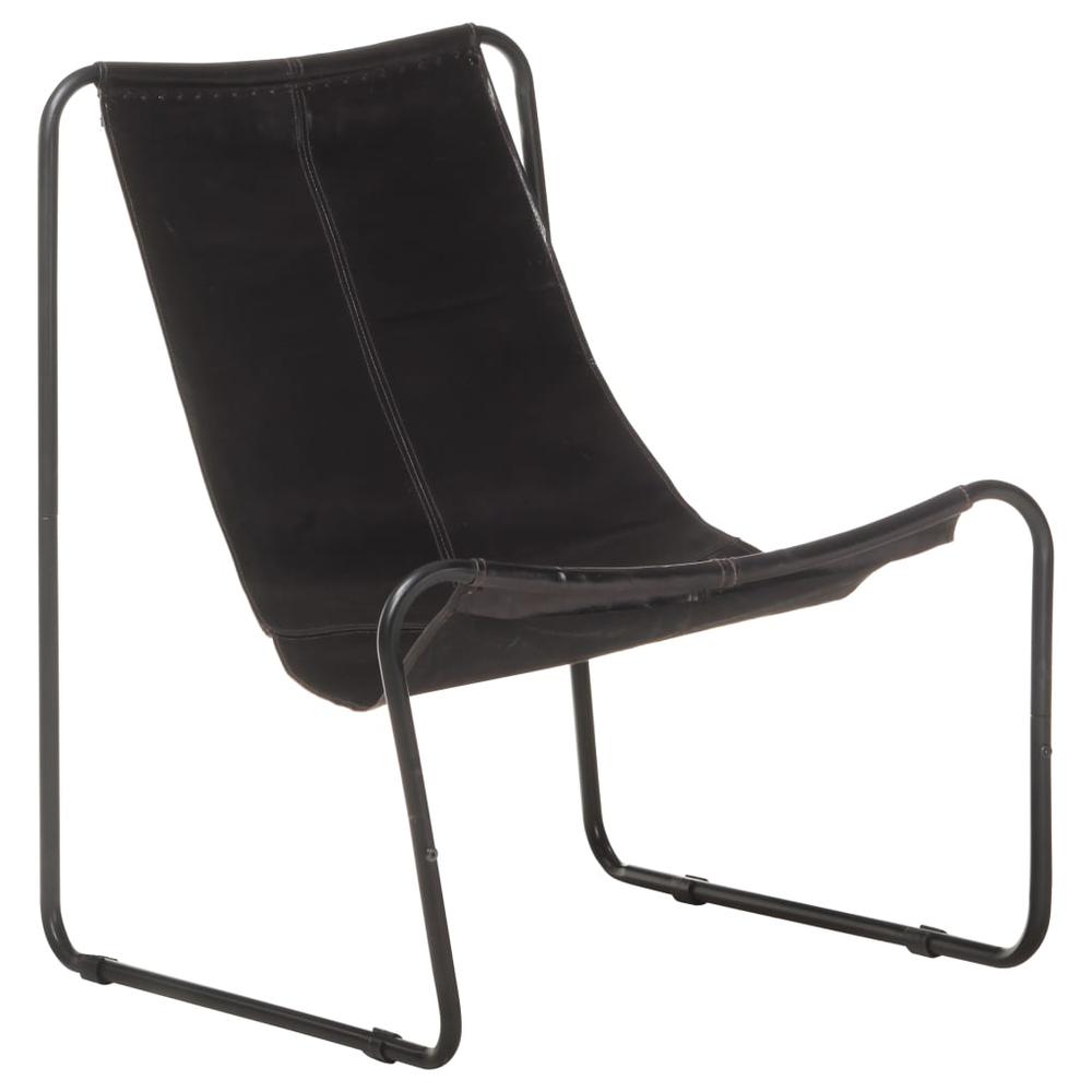 vidaXL Relaxing Chair Black Real Leather 3725. Picture 1
