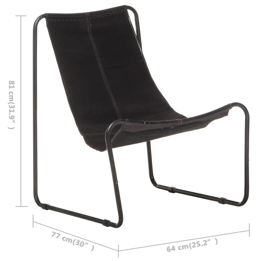 vidaXL Relaxing Chair Black Real Leather 3725. Picture 6