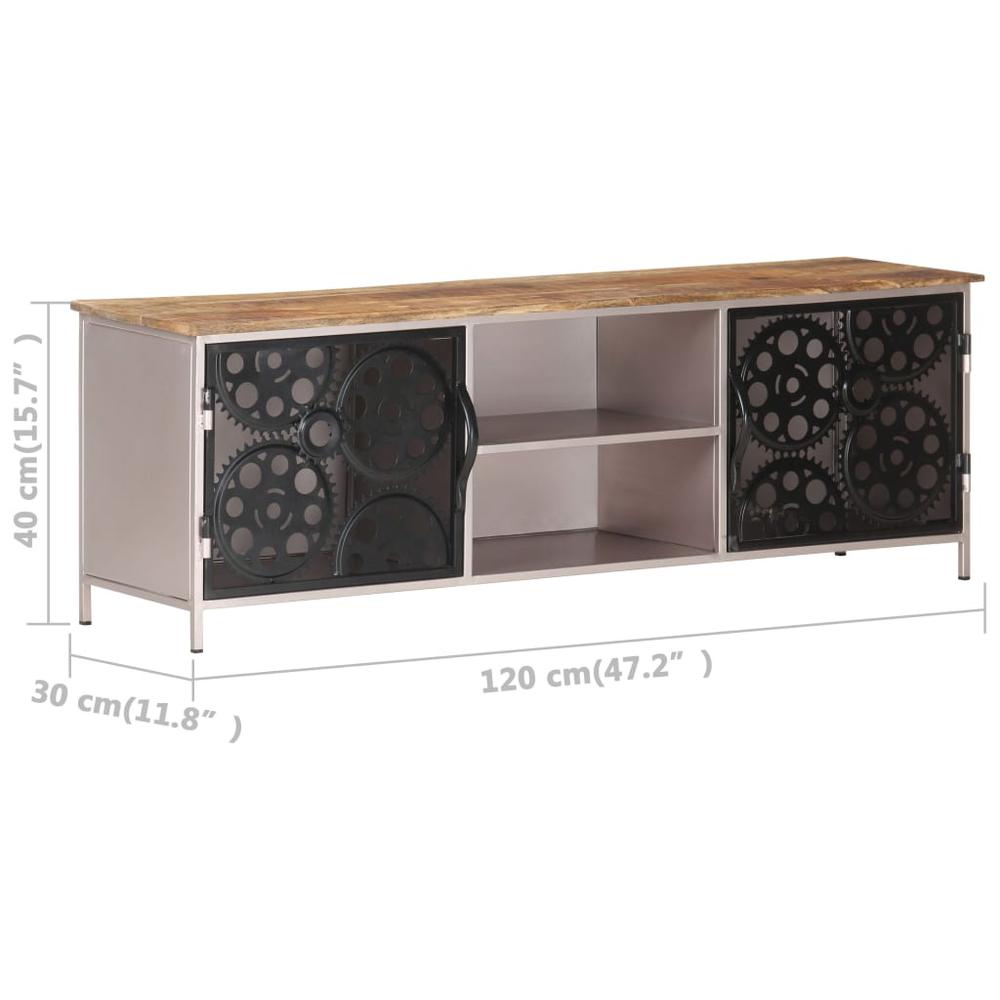 vidaXL TV Cabinet 47.2"x11.8"x15.7" Rough Mango Wood 3737. Picture 7
